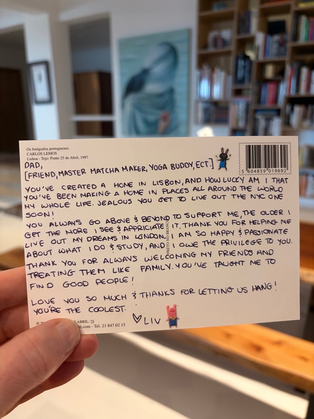 Webb shares a postcard from his daughter who thanked him for his parenting style (Provided by Brandon Webb)