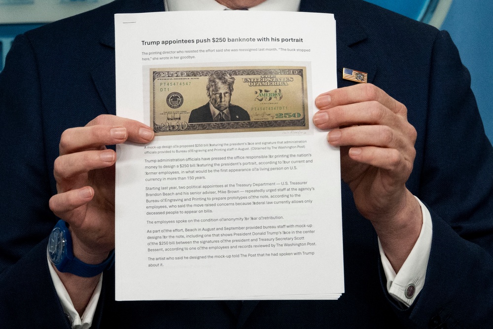 The administration has floated several versions of currency featuring Trump’s portrait (AFP/Getty)
