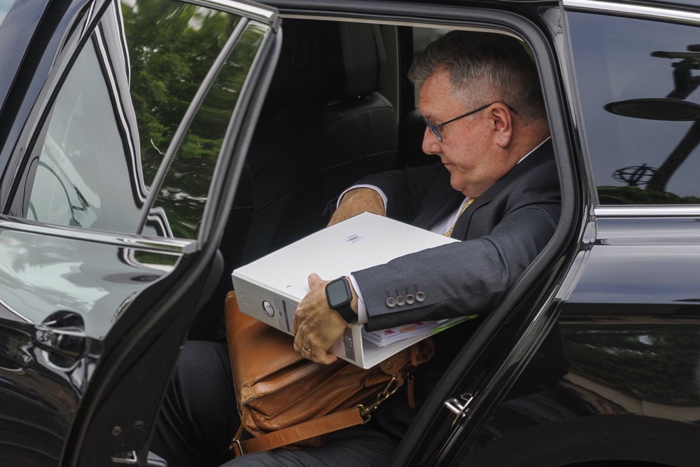 Sir Jeffrey Donaldson arriving at Newry Crown Court (Liam McBurney/PA) (PA Wire)