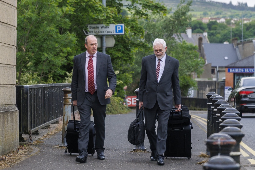 Kieran Vaughan KC (left) and solicitor John McBurney arriving at Newry Crown Court for the trial (Liam McBurney/PA) (PA Wire)