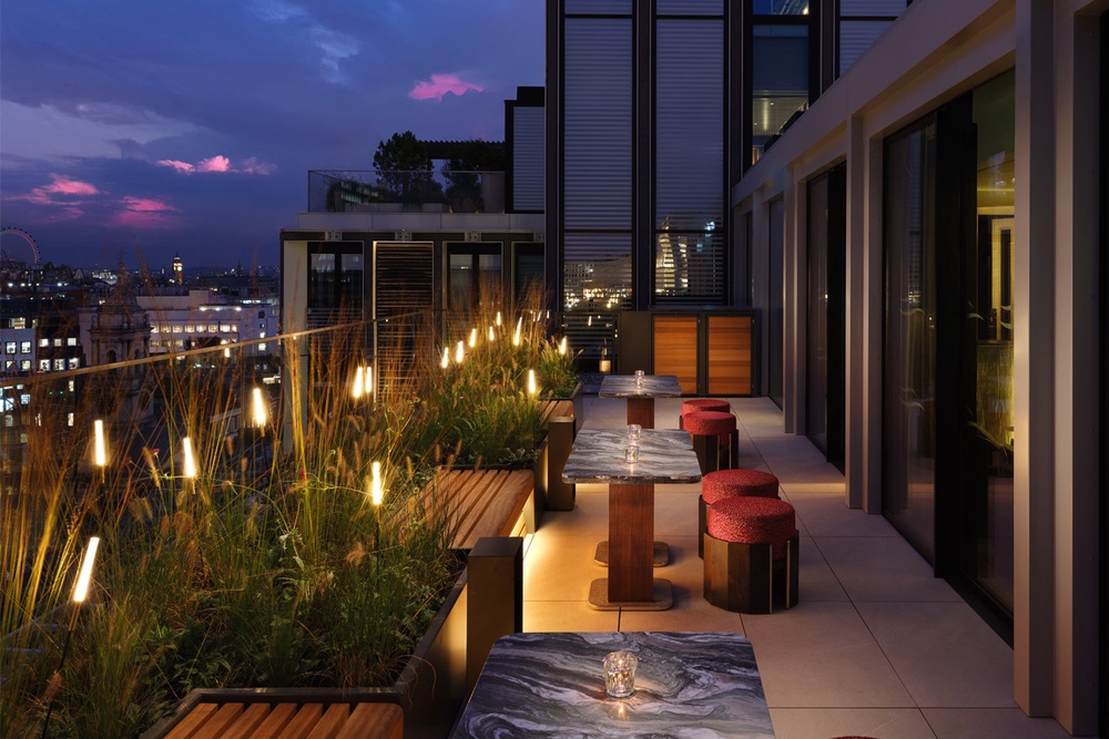 The Hanover Bar on the rooftop seats 50 and boasts views over London (Mandarin Oriental Mayfair)