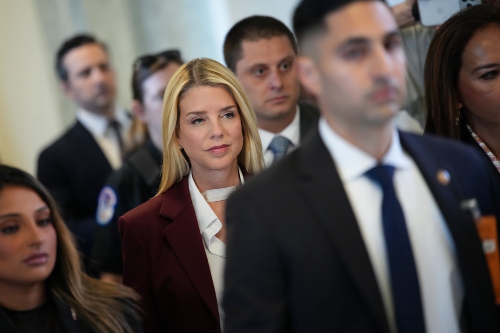 A transcript of the closed-door meeting reveals the former attorney general said ‘I don’t recall’ at least 34 times when questioned about critical parts of the government’s investigation into Epstein and the release of the files (Getty)