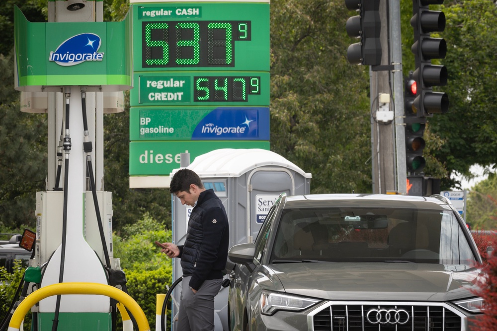 On Tuesday, the average price for a gallon of gasoline in the US stood at $4.16, up from $2.98 two days before the war started, according to AAA (Getty)