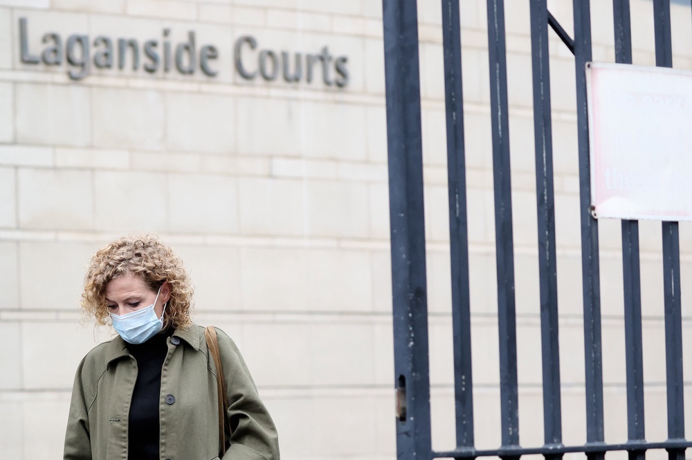 Fiona Donohoe leaves Laganside Courts, where the inquest into the death of her son Noah is in its 17th week (Peter Morrison/PA) (PA Archive)