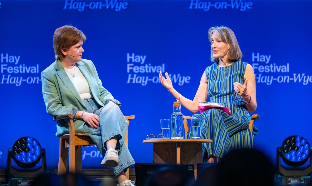 Former first minister of Scotland Nicola Sturgeon in conversation with Francine Stock during the Hay Festival (Adam Tatton-Reid/Hay Festival/PA) (PA Media)