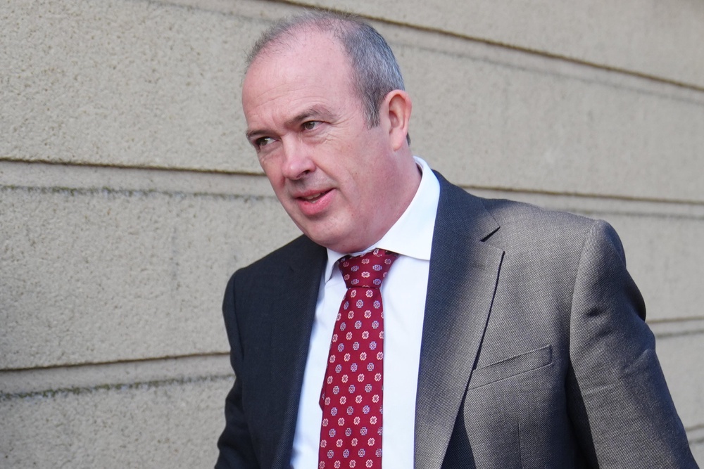 Sir Jeffrey Donaldson’s barrister Kieran Vaughan KC continued his cross-examination of complainant A (Brian Lawless/PA) (PA Wire)
