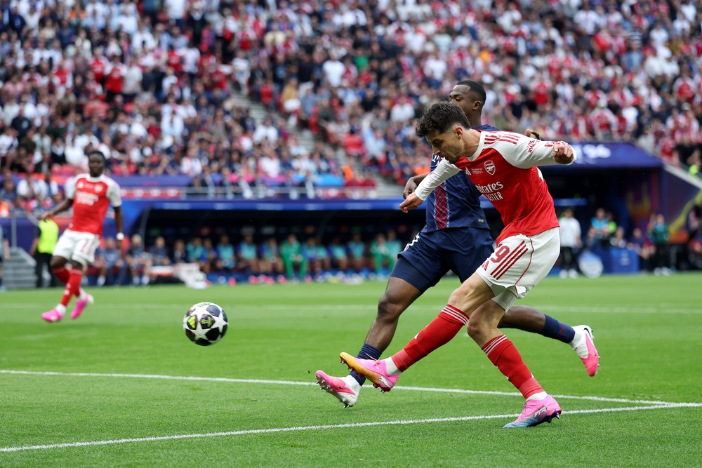 Kai Havertz blasted Arsenal into the lead early in the first half (Getty)