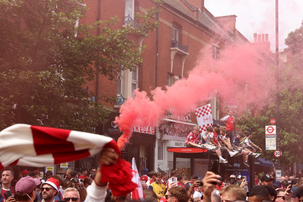 Arsenal fans have lined the streets of Islington (Getty)