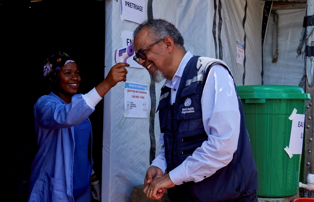 WHO Director-General Tedros Adhanom Ghebreyesus confirmed that four individuals were discharged Sunday (Reuters/Gradel Muyisa Mumbere)