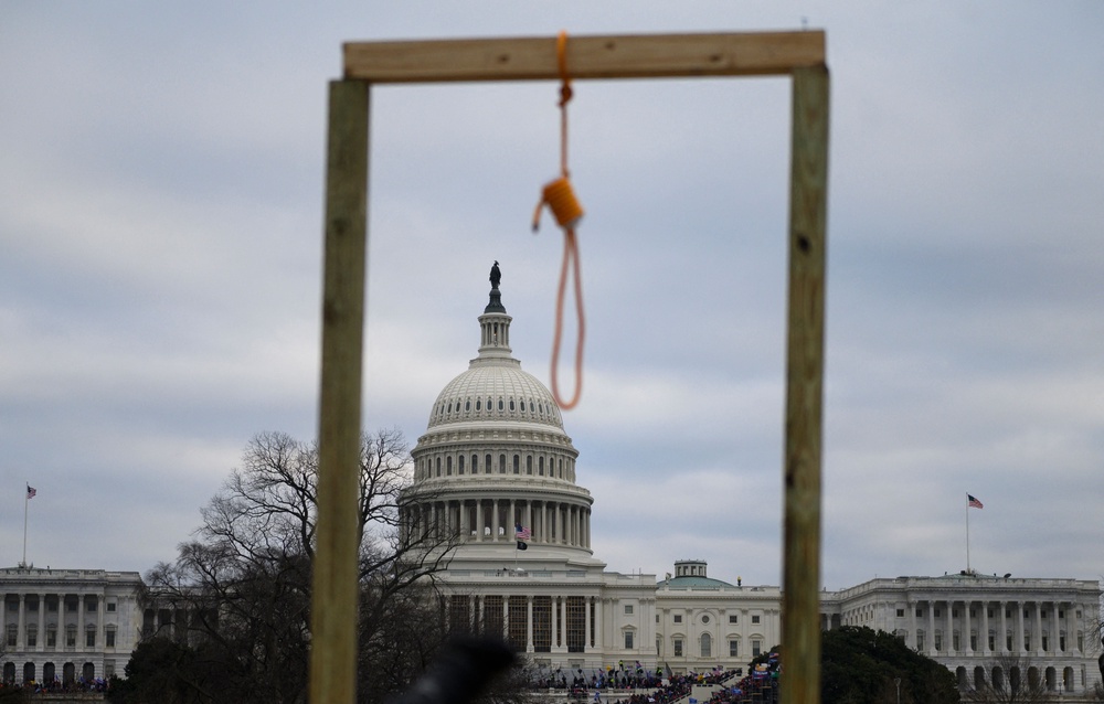 Capitol rioters chanted ‘Hang Mike Pence’ on January 6, 2021, believing the former vice president had the authority to decertify the 2020 presidential election results after Trump lost to Biden (AFP/Getty)