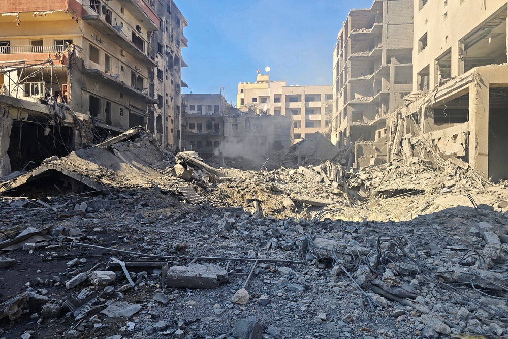 Rubble of a destroyed building is pictured at the site of an Israeli strike in the southern Lebanese city of Tyre on May 31, 2026 (AFP/Getty)