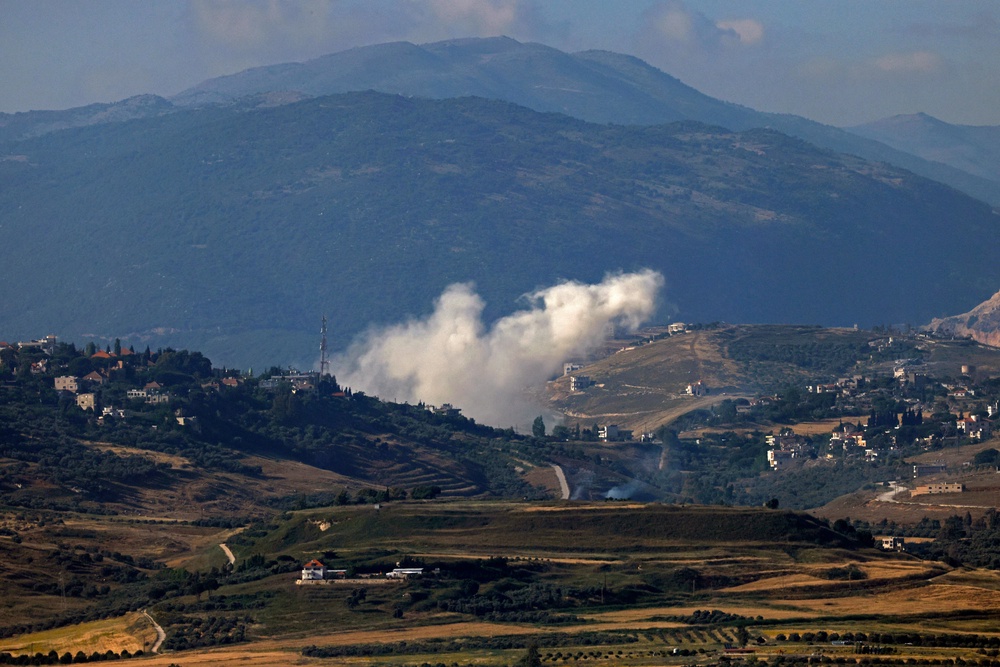 Smoke rises following Israeli bombardment in southern Lebanon as seen from a position across the border in the Upper Galilee in northern Israel on May 31, 2026 (AFP/Getty)
