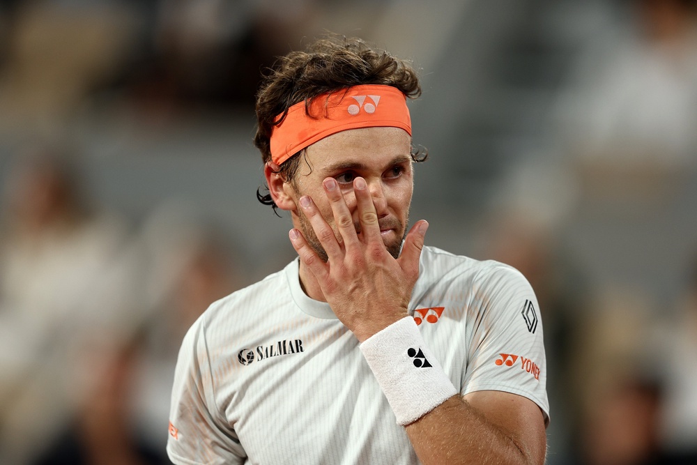 Casper Ruud was denied a set point by a controversial line call (Getty)