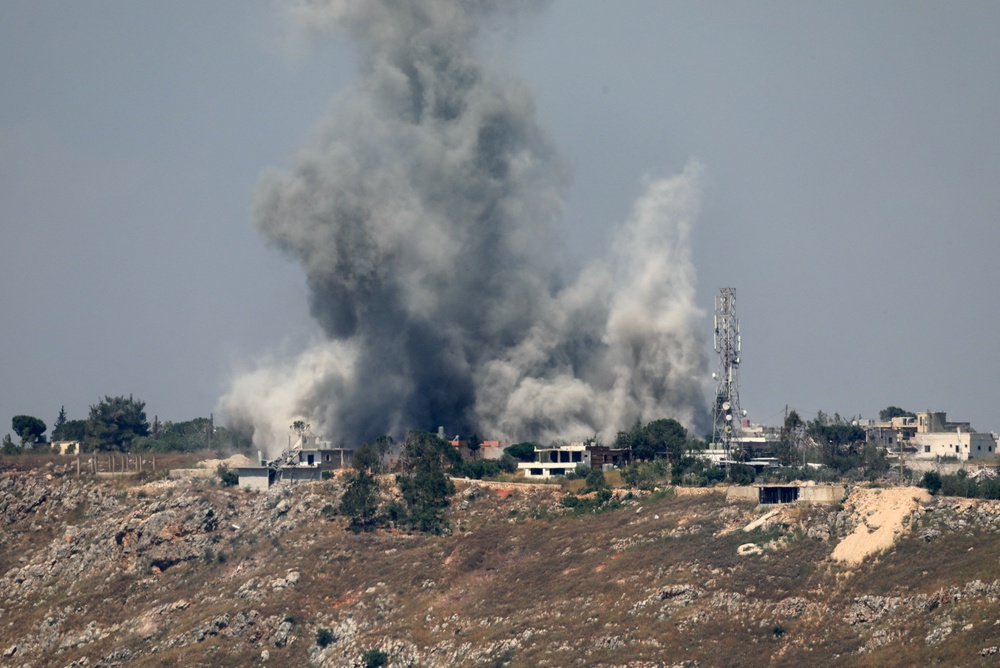 Smoke billows from southern Lebanon following an Israeli strike, as seen from Marjayoun, Lebanon, June 1, 2026. (Reuters)