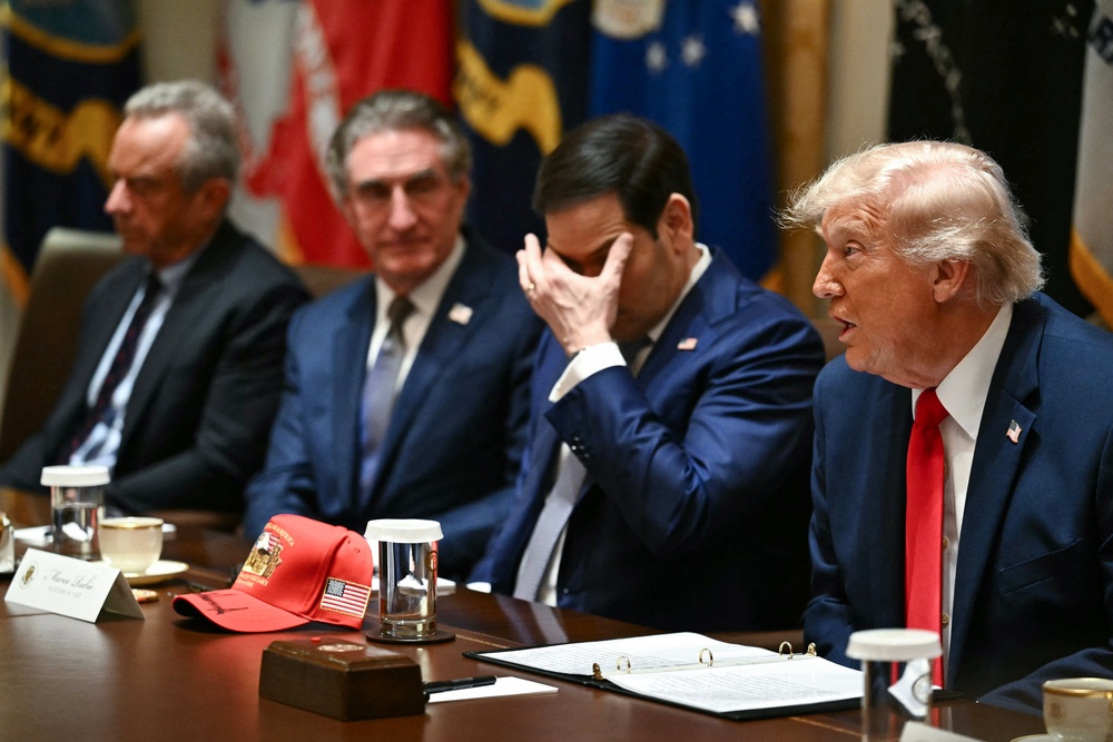 Trump speaks at a cabinet meeting on May 27, the day after his medical exam at Walter Reed. The president bragged about how he did on a cognitive test (AFP/Getty)