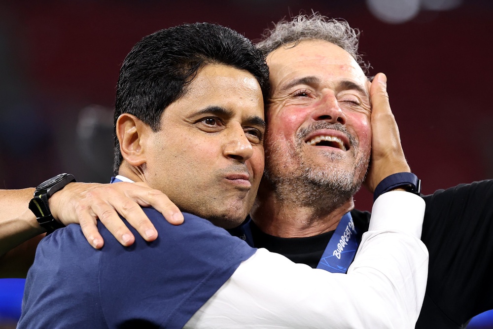PSG president Nasser al-Khelaifi could celebrate the achievement of a key goal (Getty)