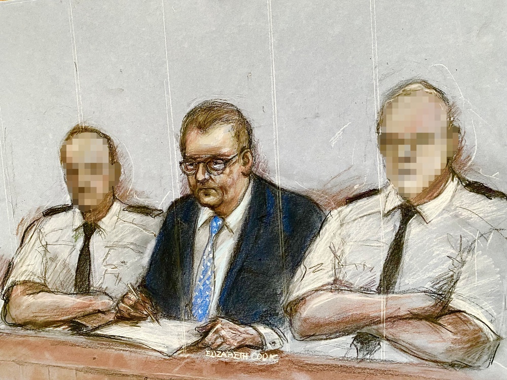 Jeffrey Donaldson, centre, was appearing at Newry Crown Court (Elizabeth Cook/PA) (PA Wire)