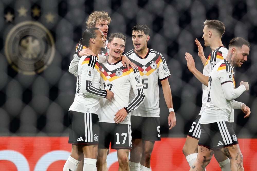 Leroy Sane of Germany celebrates scoring his team's fourth goal (Getty)