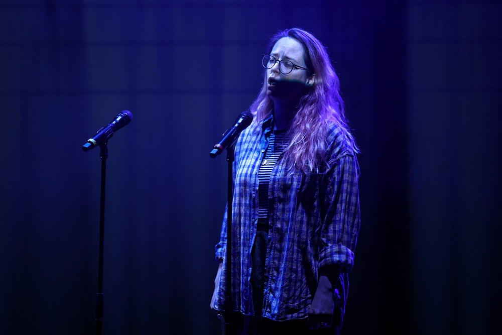 British-Canadian soprano Patricia Auchterlonie performs on stage during a preview rehearsal of the piece 