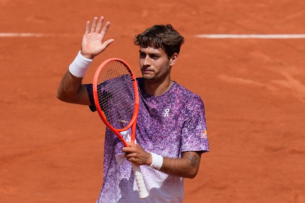 Flavio Cobolli (pictured) saw off Zachary Svajda on Monday (Christophe Ena/AP) (AP)