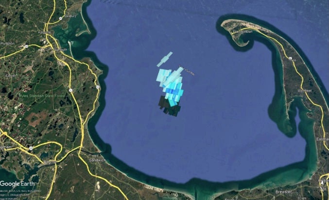 With the meteorite falling into 100 feet of water and likely having magnetic properties, a space rock hunter can recover it (NASA/Google Earth)