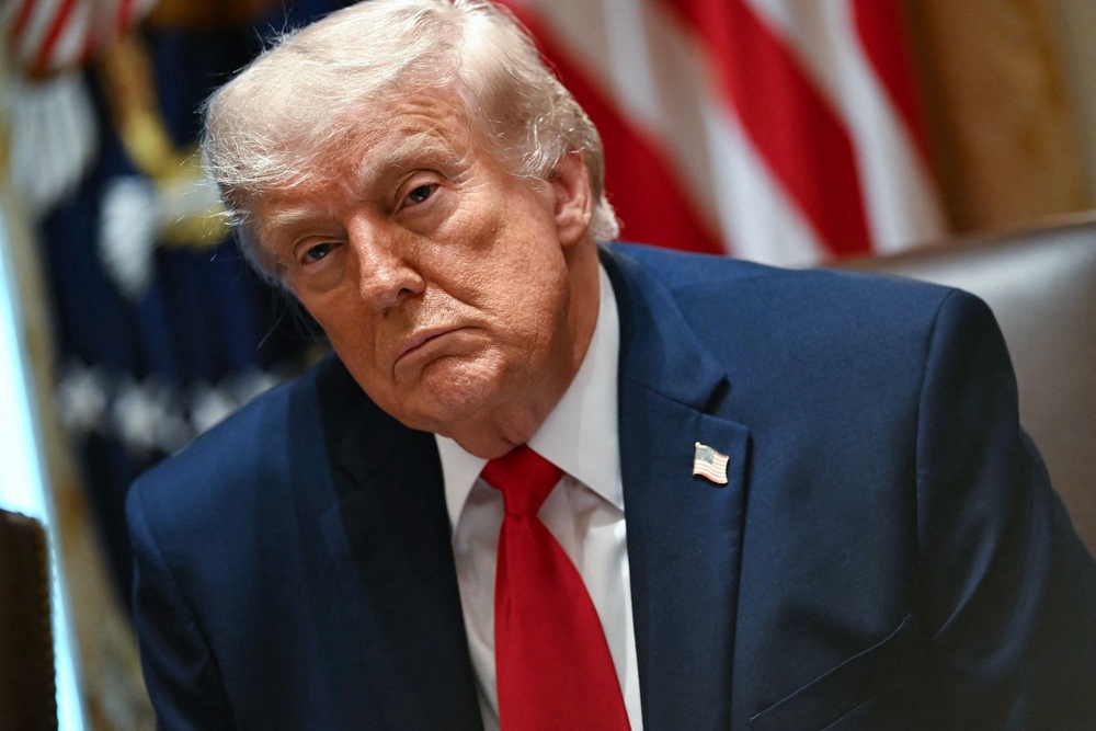 Just 9 percent of Americans said it would be acceptable to name government buildings after Trump during his presidency, a recent poll showed (AFP via Getty Images)