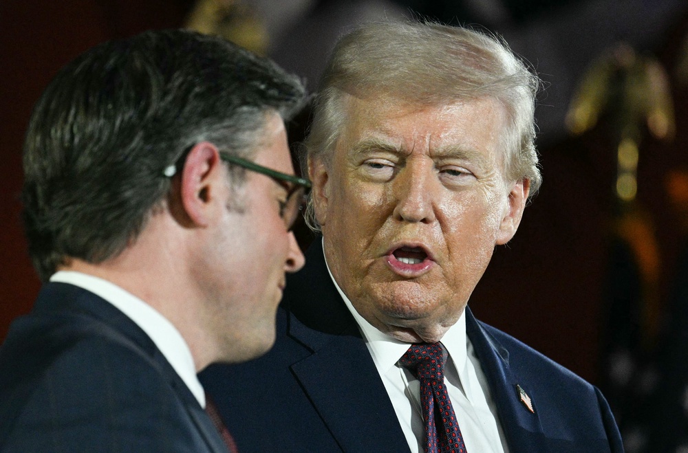 Donald Trump has called on Congress to pass nearly $1.8 billion in funding for an account to pay out money to targets of the Department of Justice under Barack Obama and Joe Biden (AFP/Getty)