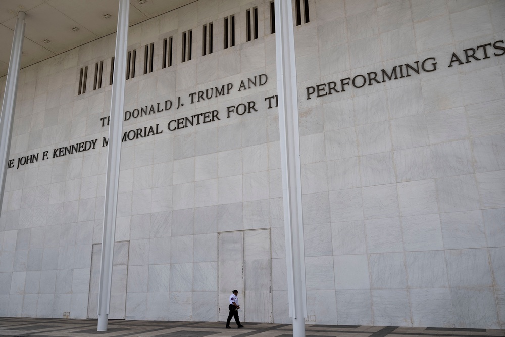 Trump’s name has been added to several buildings during his second term, probably most notably the John F. Kennedy Memorial Center for the Performing Arts in Washington, D.C. (AFP via Getty Images)