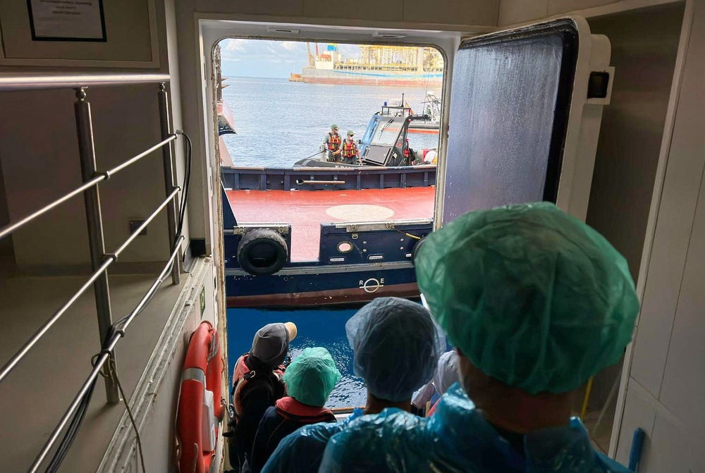 Passengers are being disembarked from the hantavirus-stricken cruise ship MV Hondius at the port of Granadilla in Tenerife (Copyright 2026 The Associated Press. All rights reserved.)