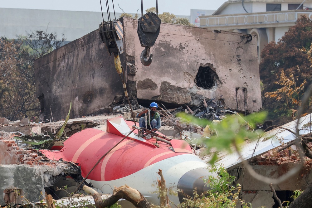 The wreckage of an Air India aircraft that crashed in Ahmedabad, India, on 14 June 2025 (AFP/Getty)