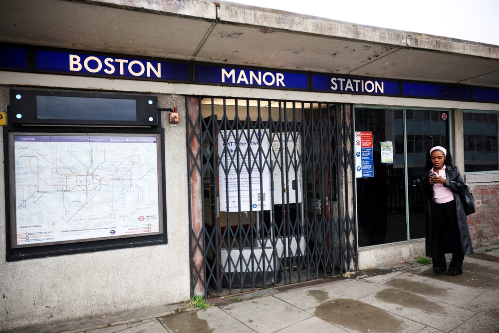 Boston Manor station has its barriers down as the Piccadilly line is part suspended (Reuters)