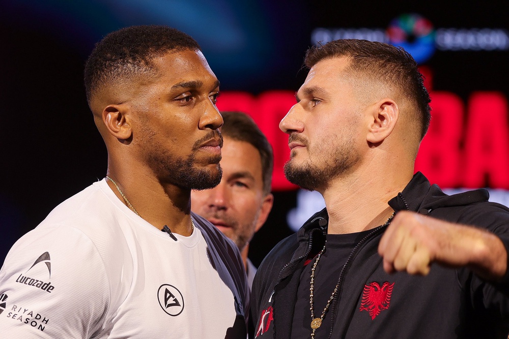 Joshua faces off with his July opponent, Kristian Prenga (Getty)
