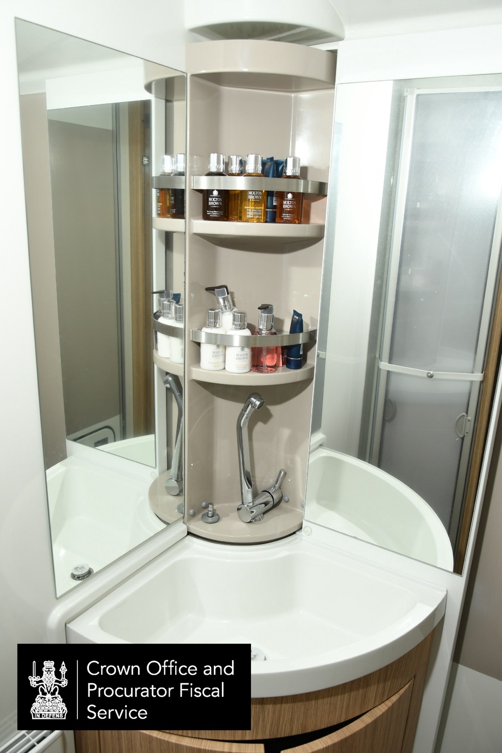 Molton Brown toiletries in the bathroom of a motorhome (Crown Office)