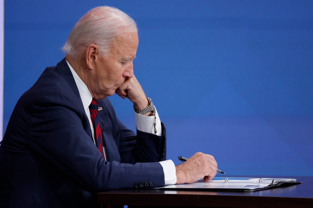 Former President Joe Biden was in attendance at the event, his wife took the opportunity to refer to him as “handsome” (Getty)