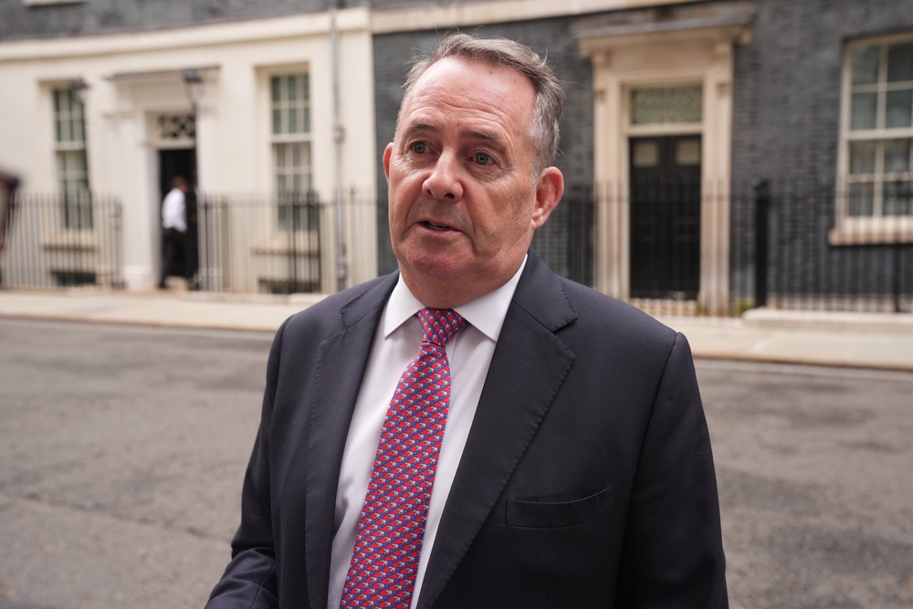 Former defence secretary Sir Liam Fox speaks to the media in Downing Street (Lucy North/PA) (PA Wire)