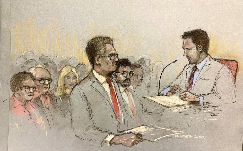 Judge Stuart Smith (right) listens as the lawyer for the Drinking Water Inspectorate Joseph Millington speaks at Exeter Magistrates’ Court (Elizabeth Cook/PA) (PA Wire)