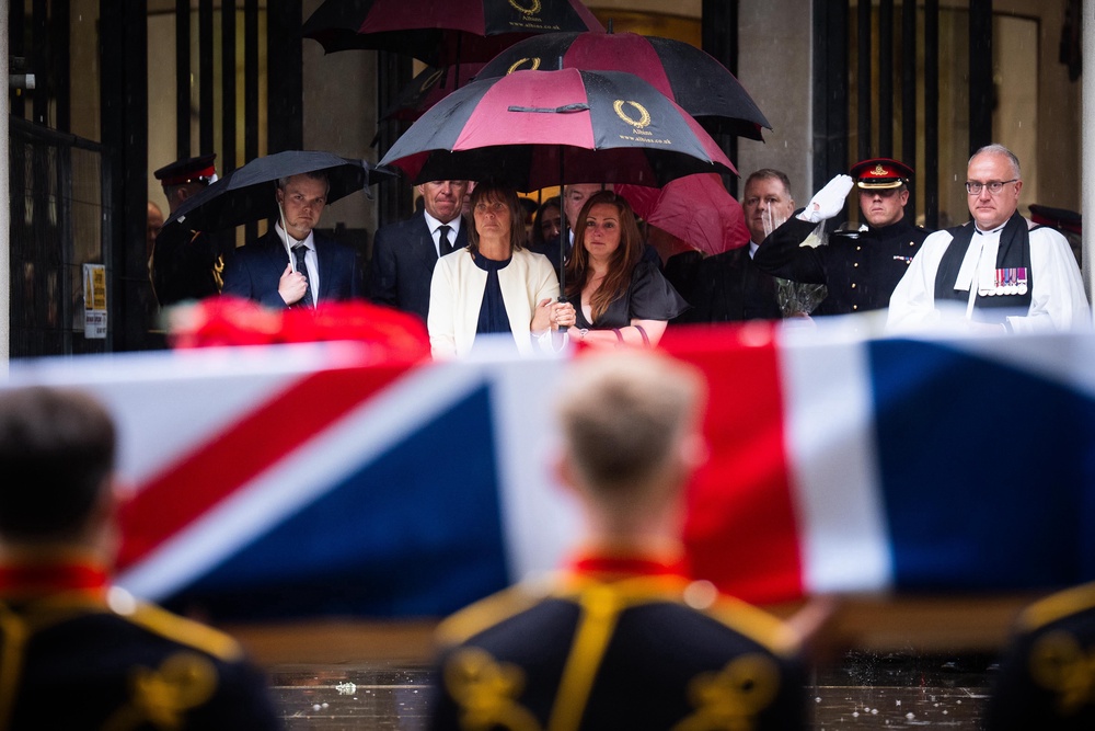 Family, friends, regimental senior staff and military colleagues gathered to pay their respects (James Manning/PA) (PA Wire)
