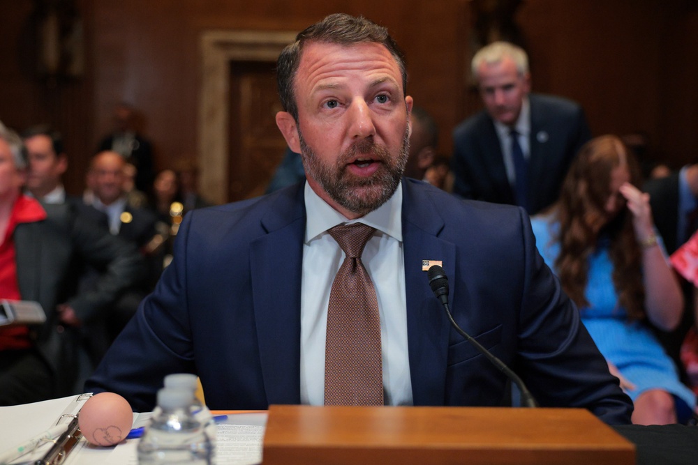 Homeland Security Secretary Markwayne Mullin is testifying at a Senate Appropriations subcommittee hearing (Getty Images)