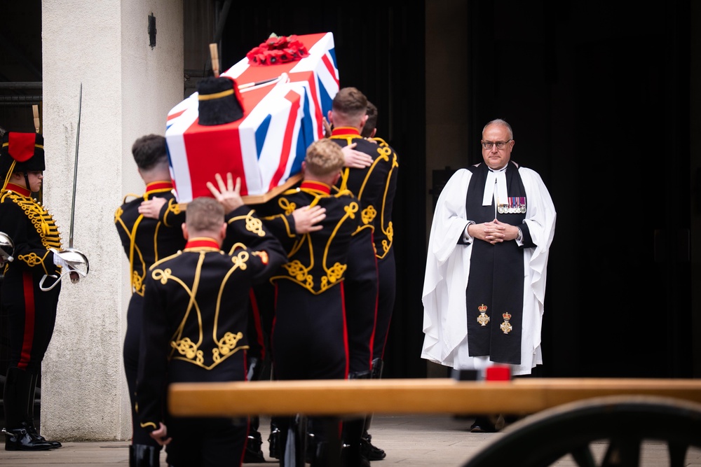 The funeral was held at The Guards’ Chapel, Wellington Barracks, in central London (James Manning/PA) (PA Wire)