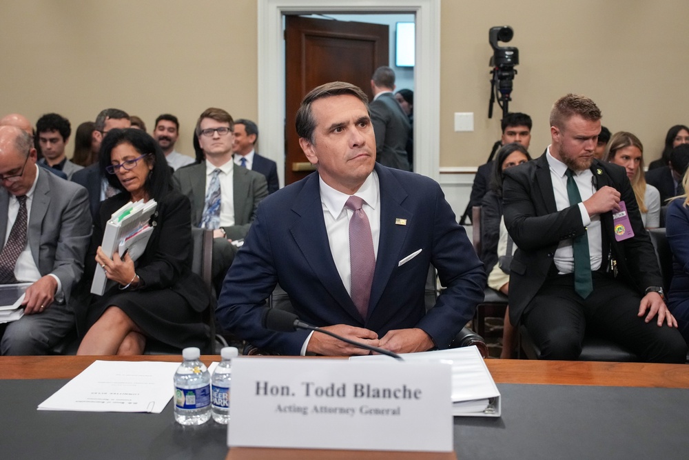 Acting Attorney General Todd Blanche is testifying at a House Appropriations subcommittee hearing (Getty Images)