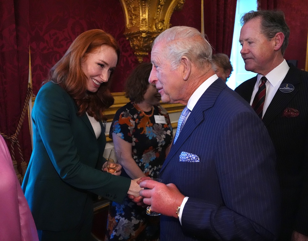 The King speaks to science broadcaster Hannah Fry (Jonathan Brady/PA) (PA Wire)