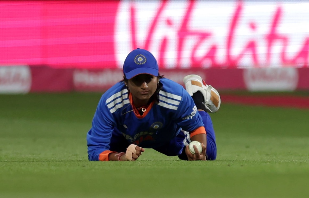 India’s Nandani Sharma caught out England’s Alice Capsey (Steven Paston/PA) (PA Wire)