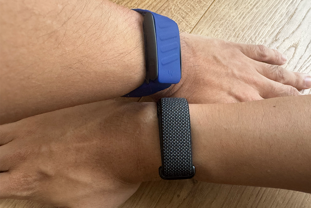 The Whoop 5.0 is a lot chunkier than the Fitbit Air and not as comfortable (Alex Lee/The Independent)
