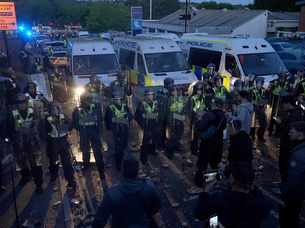 Police have condemned demonstrators who arrived 'intent on causing disorder and trouble' (PA)