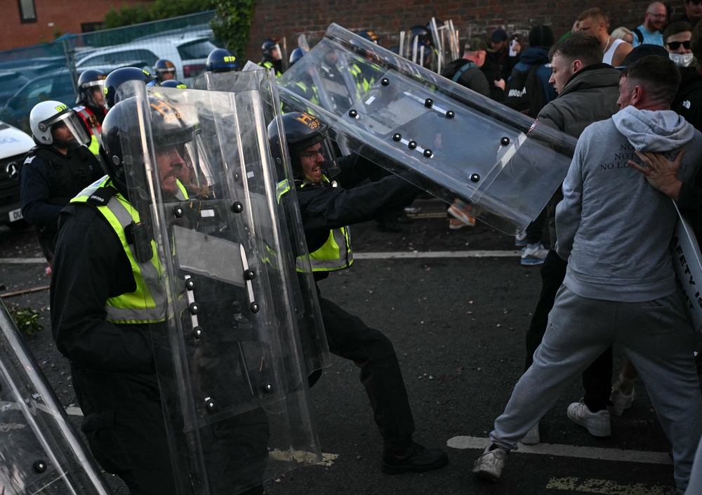 Protests in Southampton turned ugly on Tuesday night (AFP/Getty)