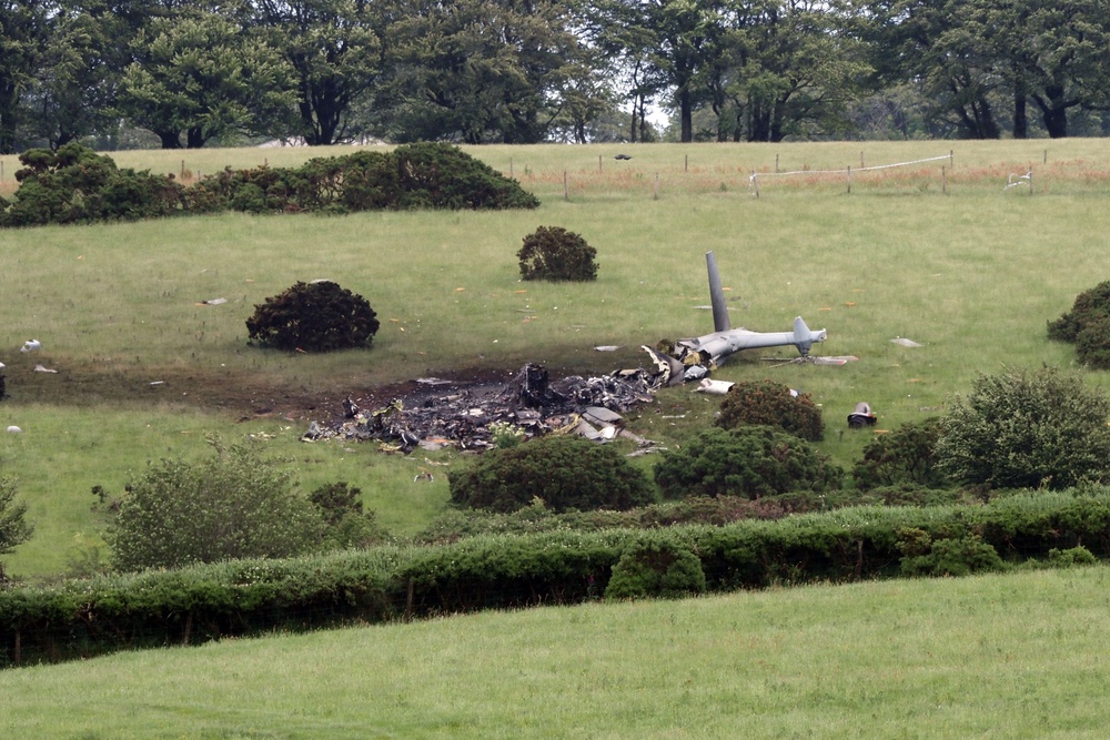 The helicopter crashed just before 4am on Wednesday in Devon (PA Wire)