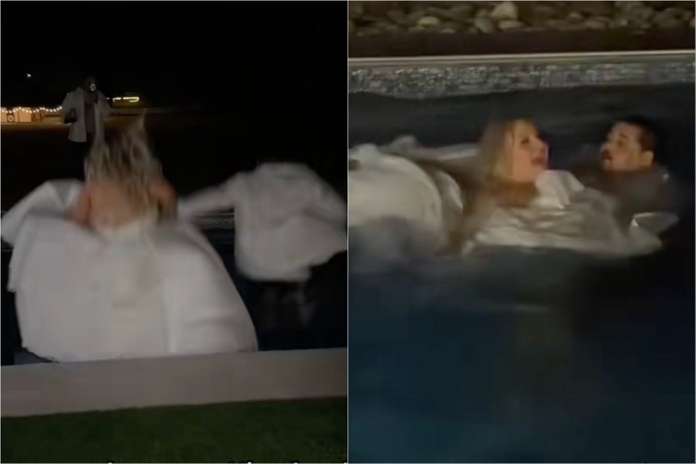 Shelby Crawford urged brides to do an ‘outfit change’ before jumping into a pool on their wedding day after she nearly drowned (@shelbyleighhhh/TikTok)