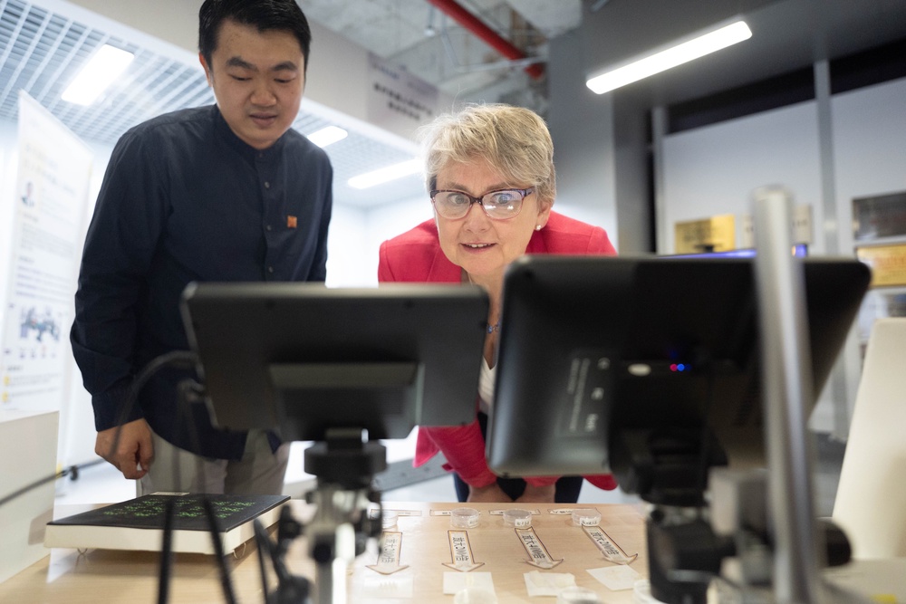 The Foreign Secretary was given a tour of a laboratory of the Institute of Artificial Intelligence and Robotics for Society in Shenzhen (Stefan Rousseau/PA) (PA Wire)