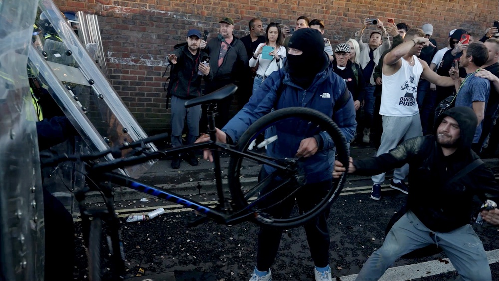 Violent demonstrations took place outside Southampton police station on Tuesday evening (Jamie Lashmar/PA) (PA Wire)