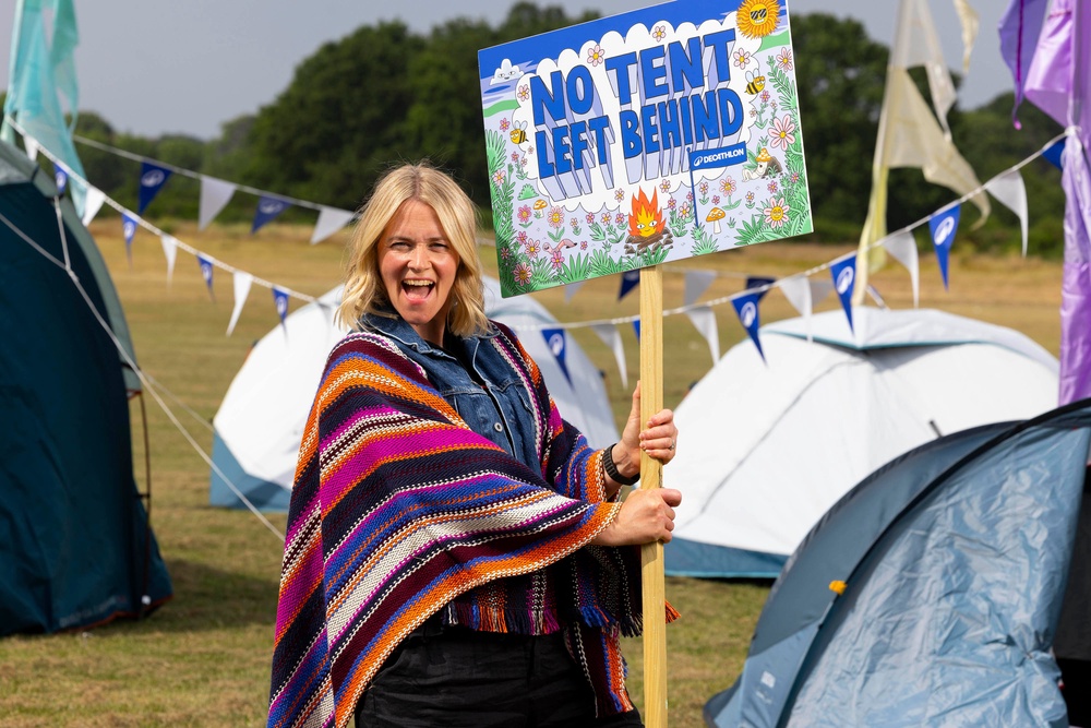 Edith Bowman is backing a campaign by Decathlon who are offering to buy back used tents to help prevent them being abandoned at music festivals this summer (PA)